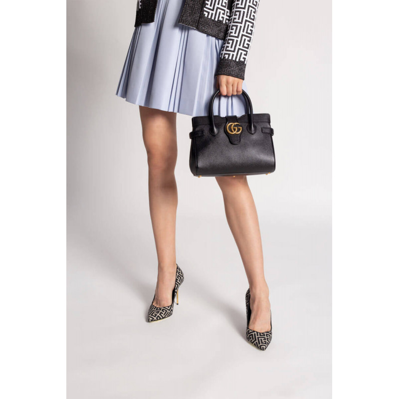 Wholesale Luxury Gucci Small Top Handle Bag With Double G In Black Leather 658450 - Image 3