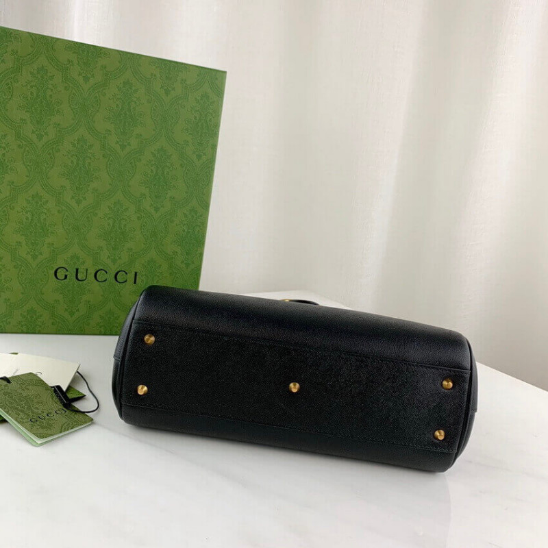Wholesale Luxury Gucci Small Top Handle Bag With Double G In Black Leather 658450 - Image 7