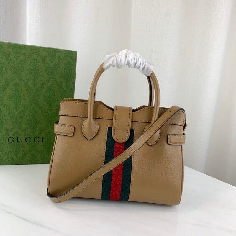 Wholesale Luxury Gucci Small Top Handle Bag With Double G In Brown Leather 658450 - Image 4
