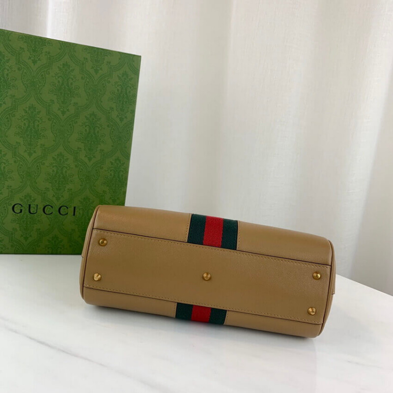 Wholesale Luxury Gucci Small Top Handle Bag With Double G In Brown Leather 658450 - Image 6