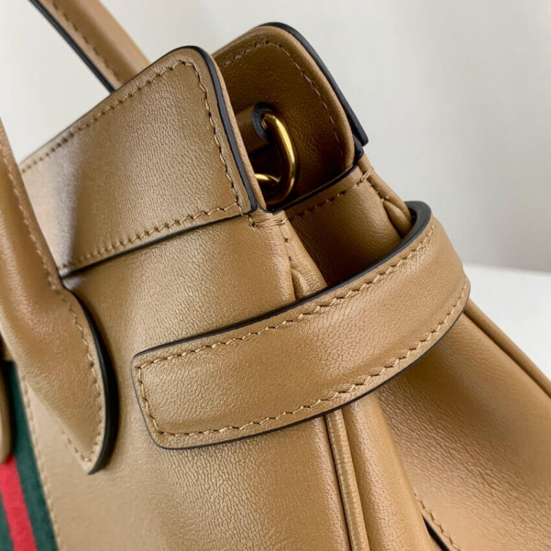 Wholesale Luxury Gucci Small Top Handle Bag With Double G In Brown Leather 658450 - Image 9