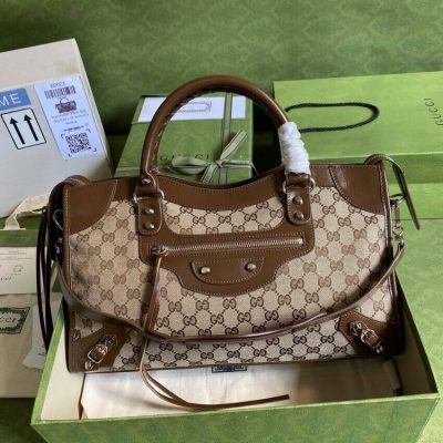 Wholesale Luxury Gucci X Balenciaga Gg Canvas City Bag 38Cm 658597