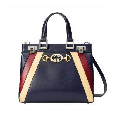 Wholesale Luxury Gucci Zumi Smooth Leather With Stripes Small Top Handle Bag 569712