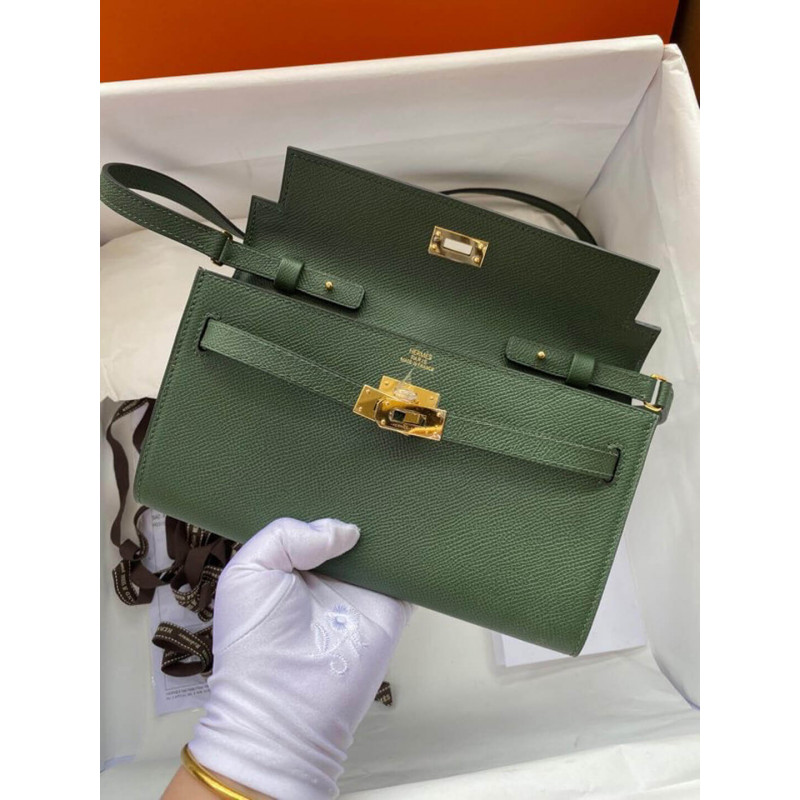 Wholesale Luxury Hermes Kelly Wallet To Go Woc 499041 Army Green - Image 5