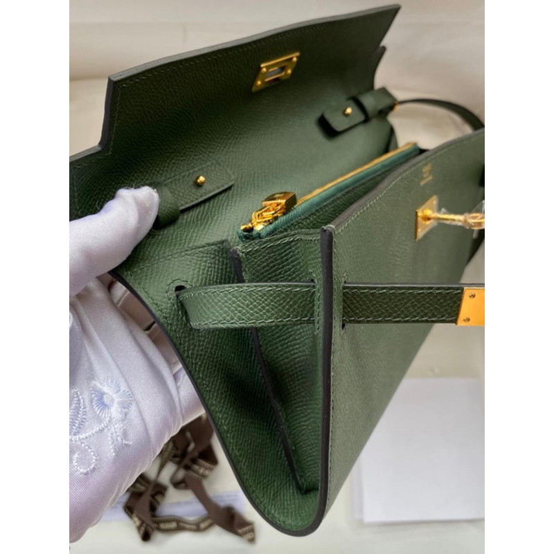 Wholesale Luxury Hermes Kelly Wallet To Go Woc 499041 Army Green - Image 7