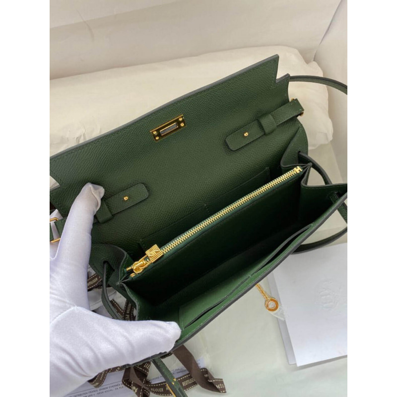 Wholesale Luxury Hermes Kelly Wallet To Go Woc 499041 Army Green - Image 8