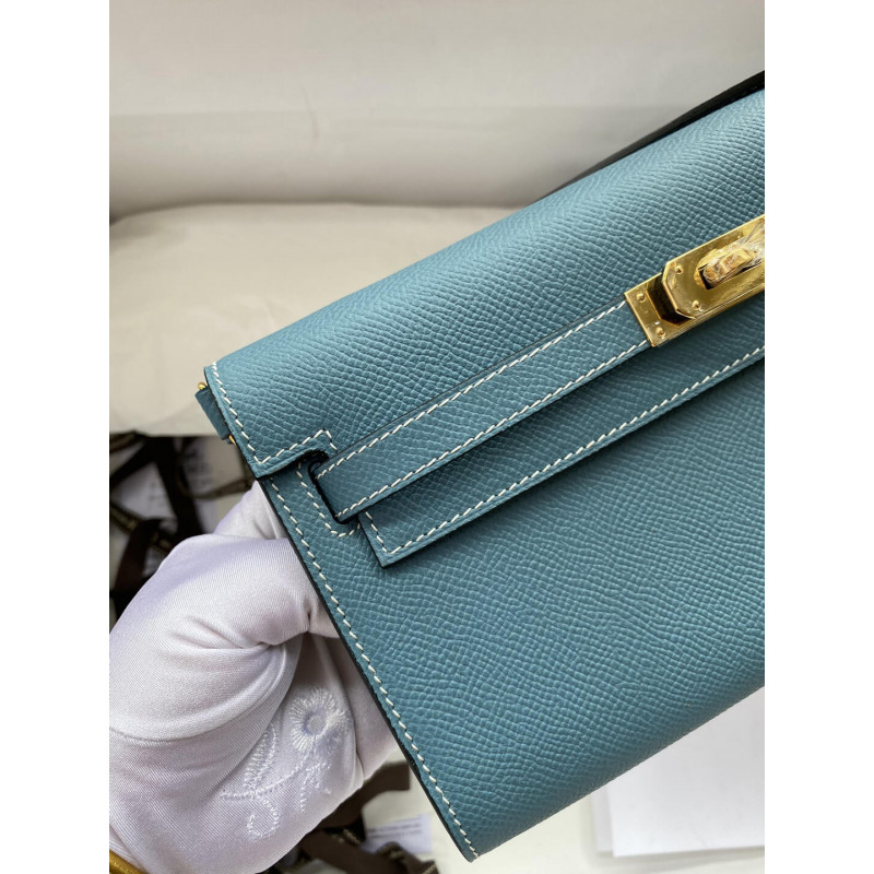 Wholesale Luxury Hermes Kelly Wallet To Go Woc 499041 Blue - Image 3