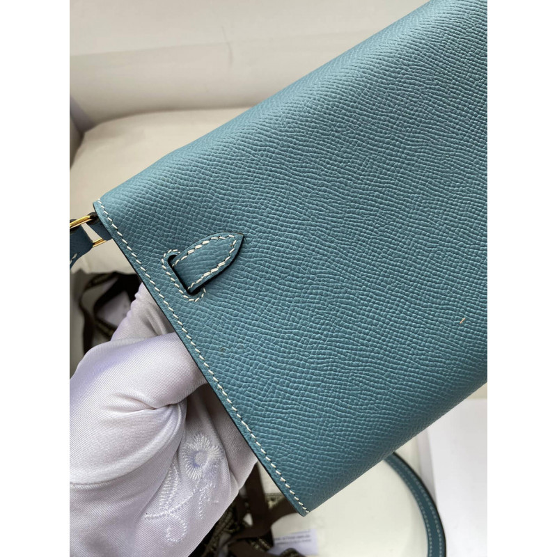 Wholesale Luxury Hermes Kelly Wallet To Go Woc 499041 Blue - Image 4