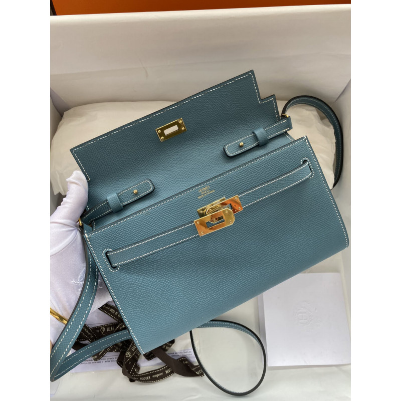 Wholesale Luxury Hermes Kelly Wallet To Go Woc 499041 Blue - Image 5