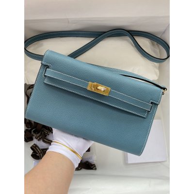 Wholesale Luxury Hermes Kelly Wallet To Go Woc 499041 Blue