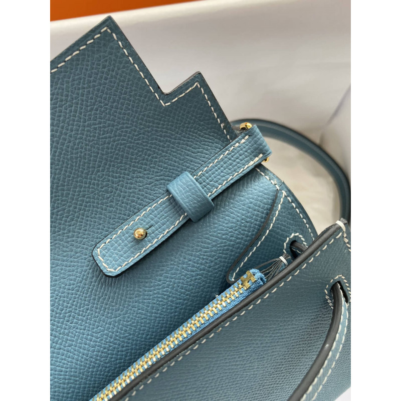 Wholesale Luxury Hermes Kelly Wallet To Go Woc 499041 Blue - Image 6