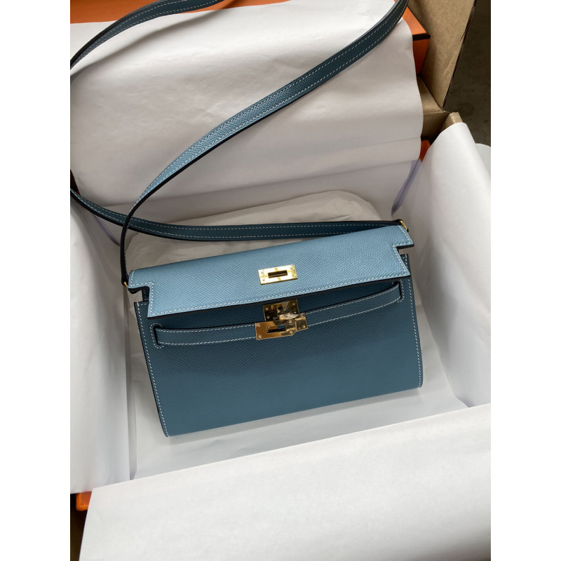 Wholesale Luxury Hermes Kelly Wallet To Go Woc 499041 Blue - Image 9