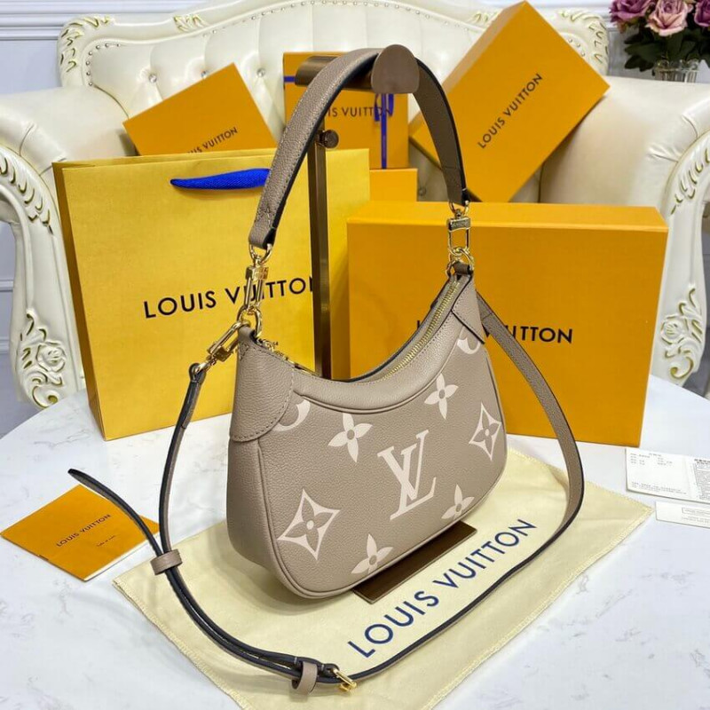 Wholesale Luxury Louis Vuitton Bicolor Monogram Empreinte Leather Bagatelle M46112 Grey/Beige - Image 4