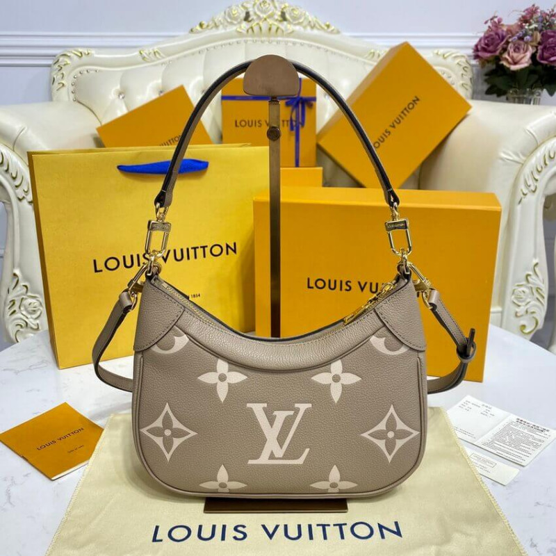 Wholesale Luxury Louis Vuitton Bicolor Monogram Empreinte Leather Bagatelle M46112 Grey/Beige - Image 6