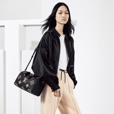 Alternative view of Wholesale Luxury Louis Vuitton Bicolor Monogram Empreinte Speedy Bandouliere 25 M58947 Black/Beige