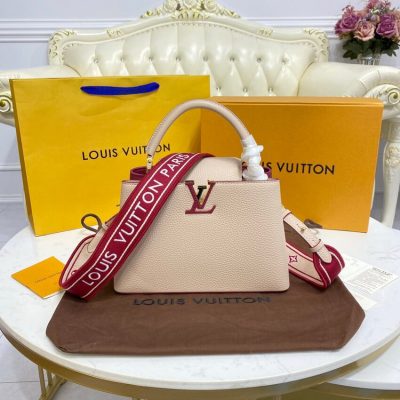 Alternative view of Wholesale Luxury Louis Vuitton Capucines Bb M59061 Eggshell/Lie De Vin Red