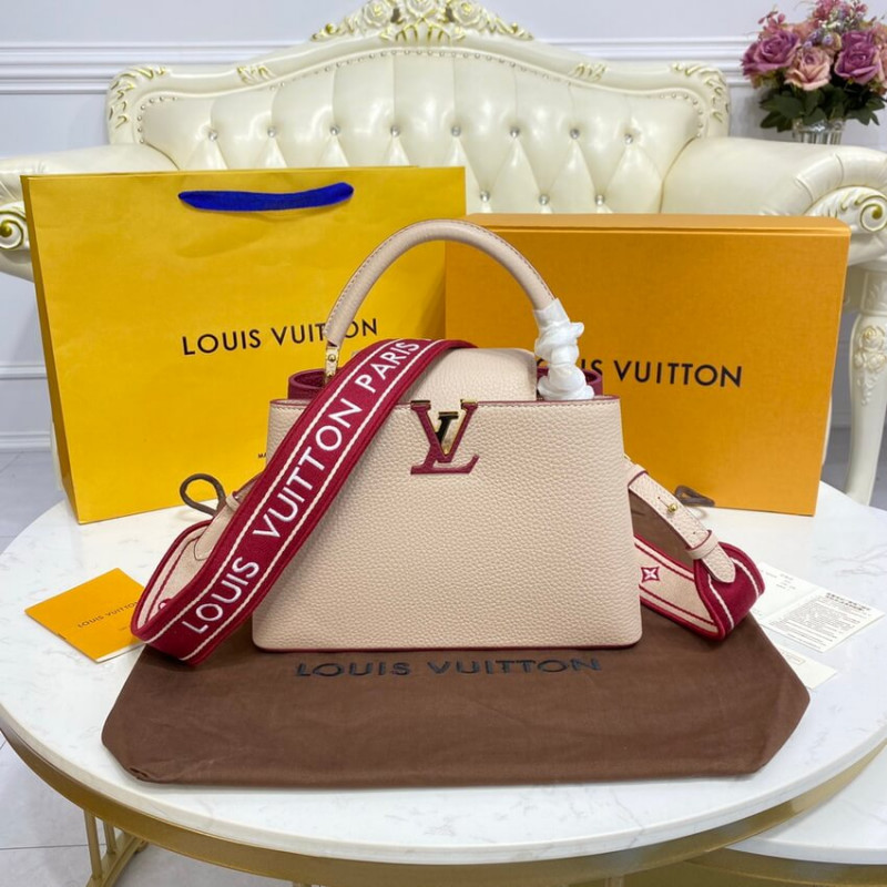 Wholesale Luxury Louis Vuitton Capucines Bb M59061 Eggshell/Lie De Vin Red - Image 2
