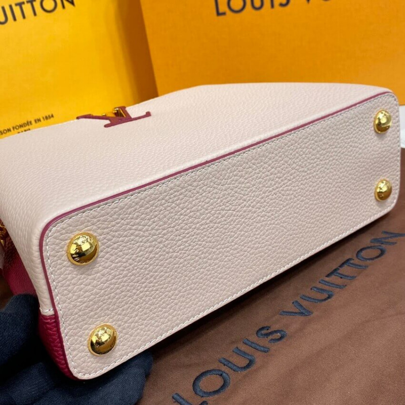Wholesale Luxury Louis Vuitton Capucines Bb M59061 Eggshell/Lie De Vin Red - Image 5