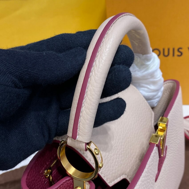 Wholesale Luxury Louis Vuitton Capucines Bb M59061 Eggshell/Lie De Vin Red - Image 6