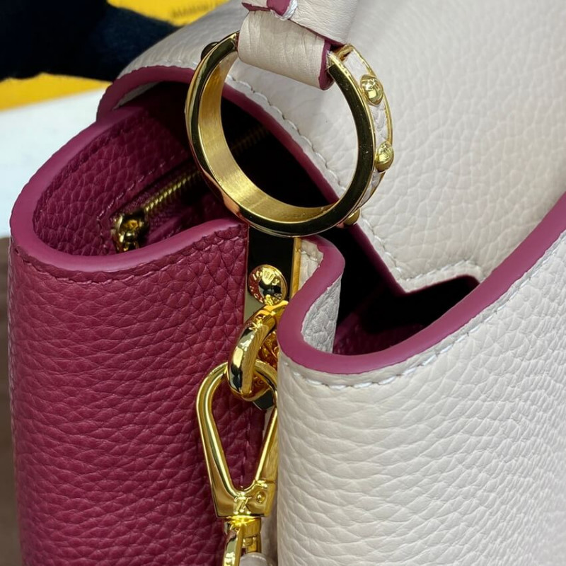 Wholesale Luxury Louis Vuitton Capucines Bb M59061 Eggshell/Lie De Vin Red - Image 7