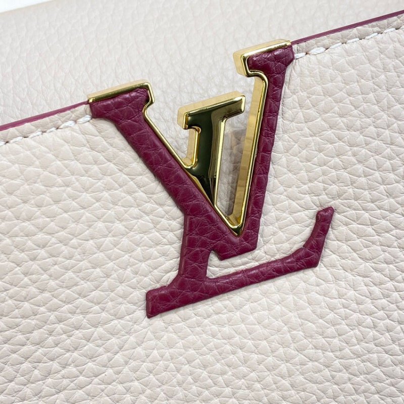 Wholesale Luxury Louis Vuitton Capucines Bb M59061 Eggshell/Lie De Vin Red - Image 8