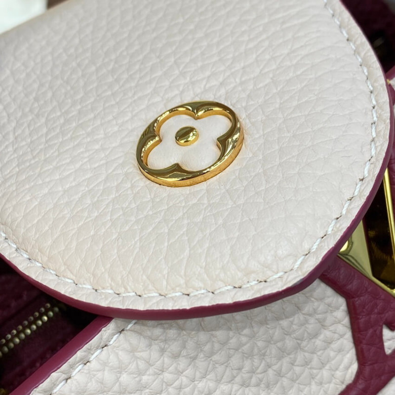 Wholesale Luxury Louis Vuitton Capucines Bb M59061 Eggshell/Lie De Vin Red - Image 9