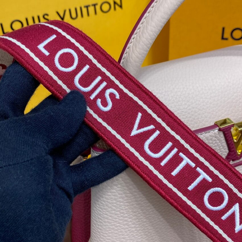 Wholesale Luxury Louis Vuitton Capucines Bb M59061 Eggshell/Lie De Vin Red - Image 10