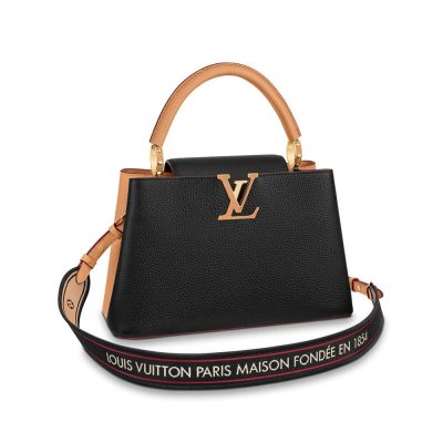 Wholesale Luxury Louis Vuitton Capucines Mm M58608 Black/Arizona Beige