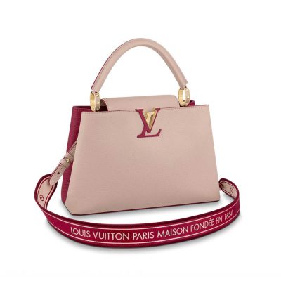 Wholesale Luxury Louis Vuitton Capucines Mm M58610 Eggshell/Lie De Vin Red
