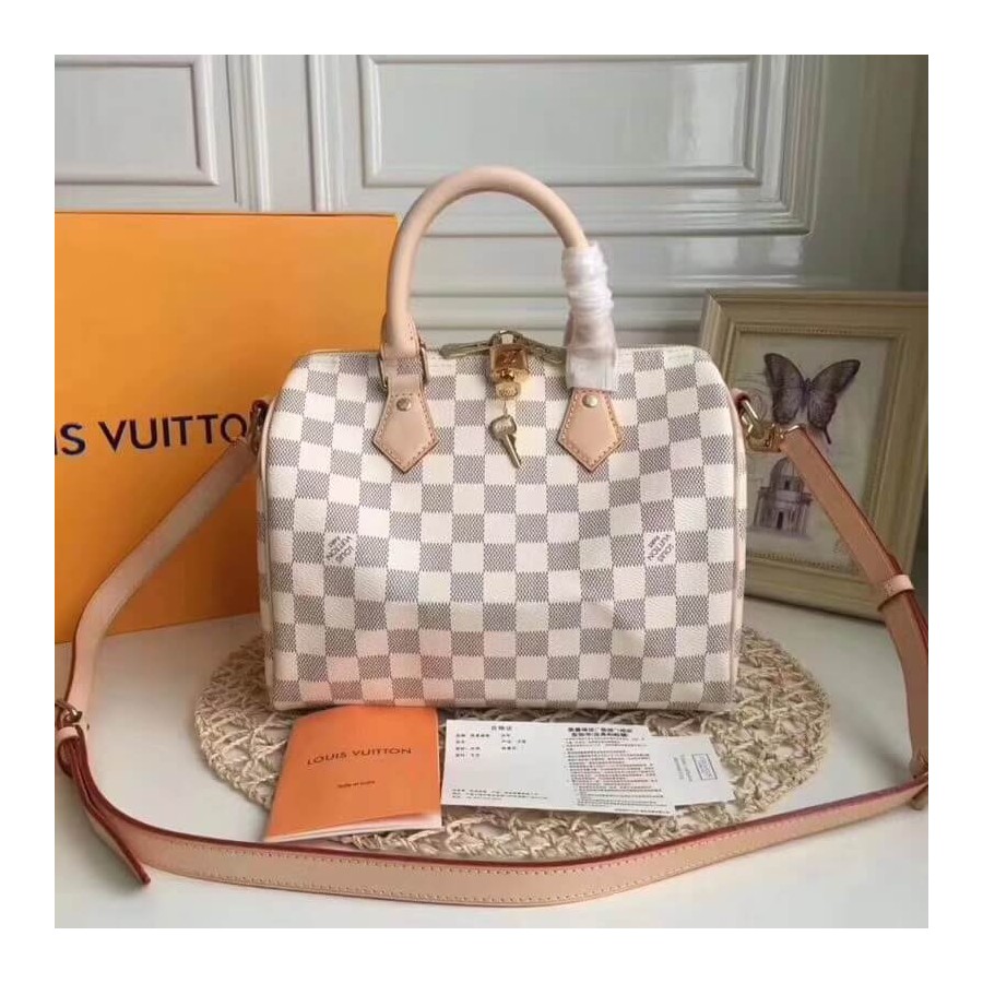 Wholesale Luxury Louis Vuitton Damier Azur Canvas Speedy Bandouliere 25 N41374 - Image 2