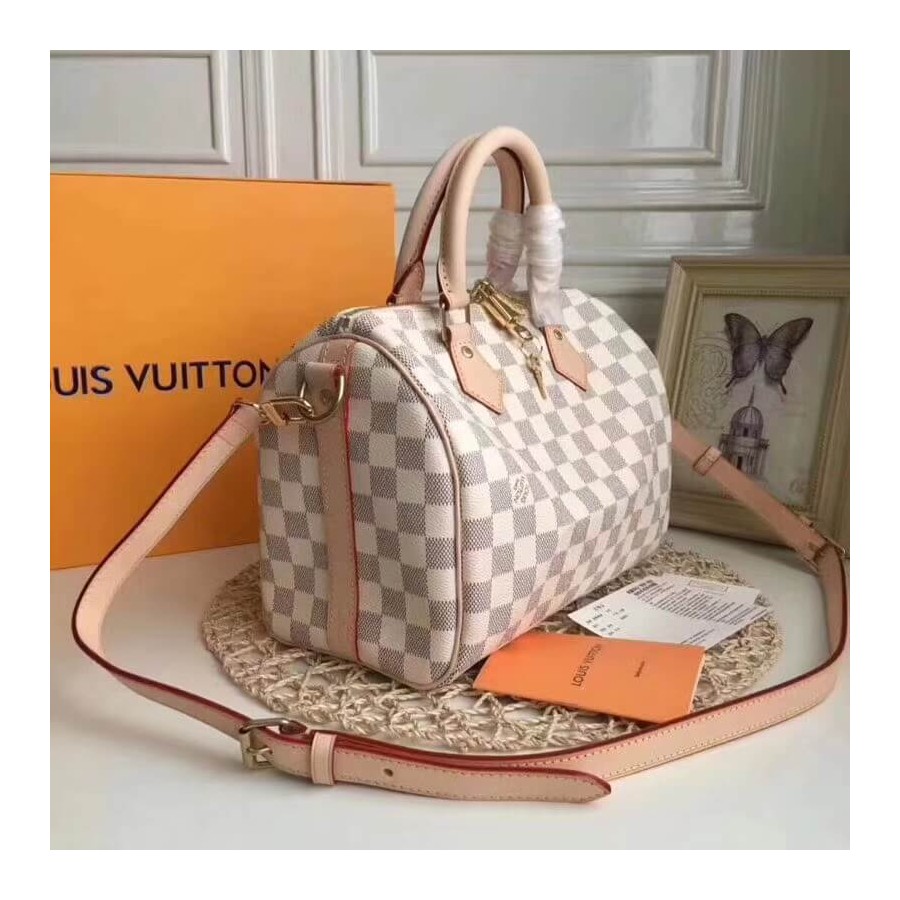 Wholesale Luxury Louis Vuitton Damier Azur Canvas Speedy Bandouliere 25 N41374 - Image 3