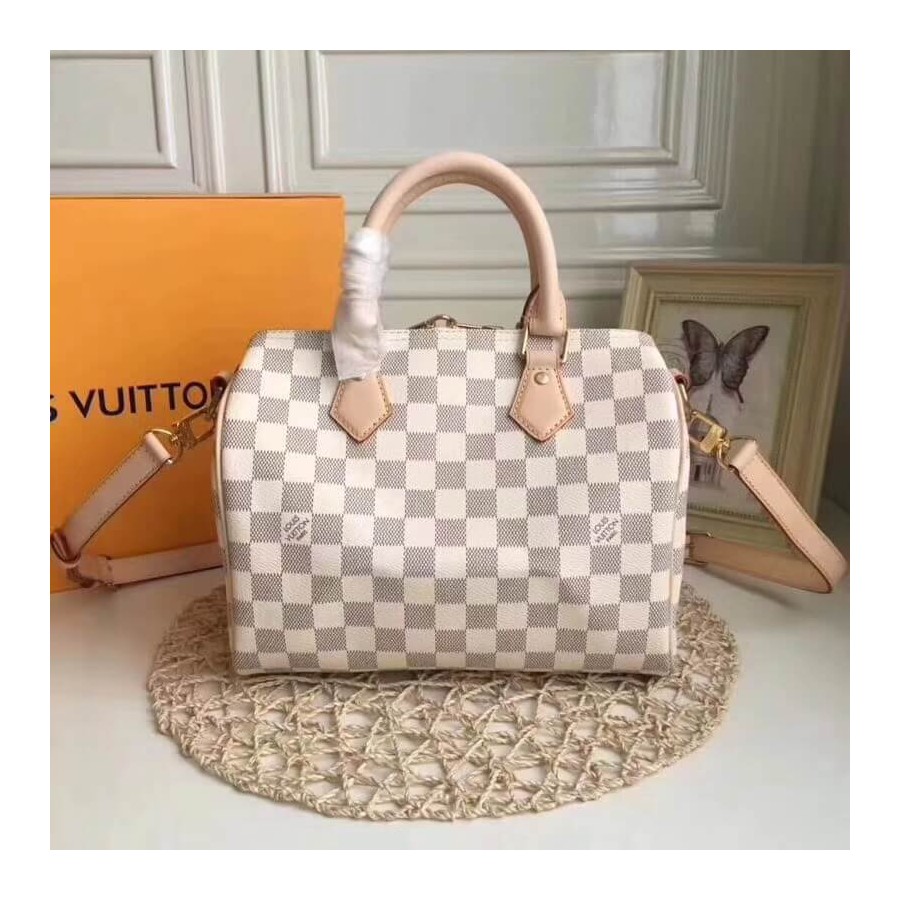 Wholesale Luxury Louis Vuitton Damier Azur Canvas Speedy Bandouliere 25 N41374 - Image 4
