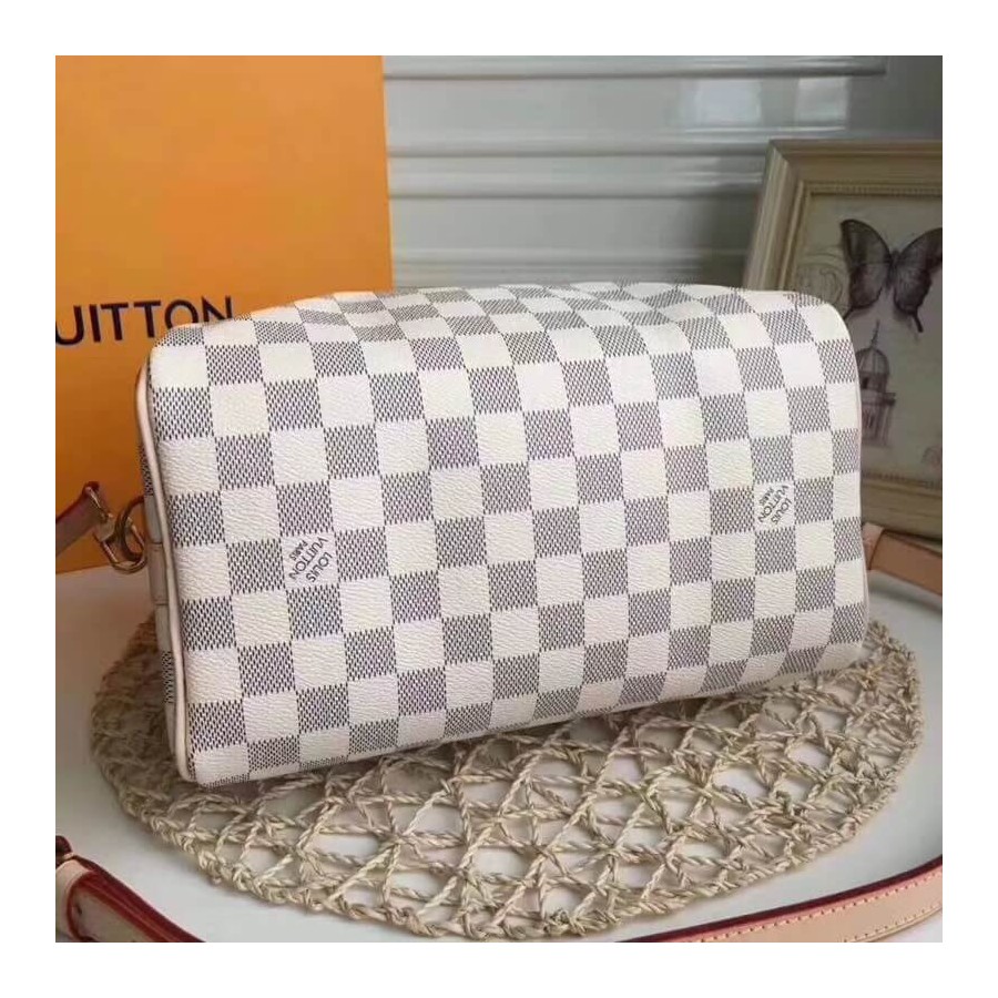 Wholesale Luxury Louis Vuitton Damier Azur Canvas Speedy Bandouliere 25 N41374 - Image 5