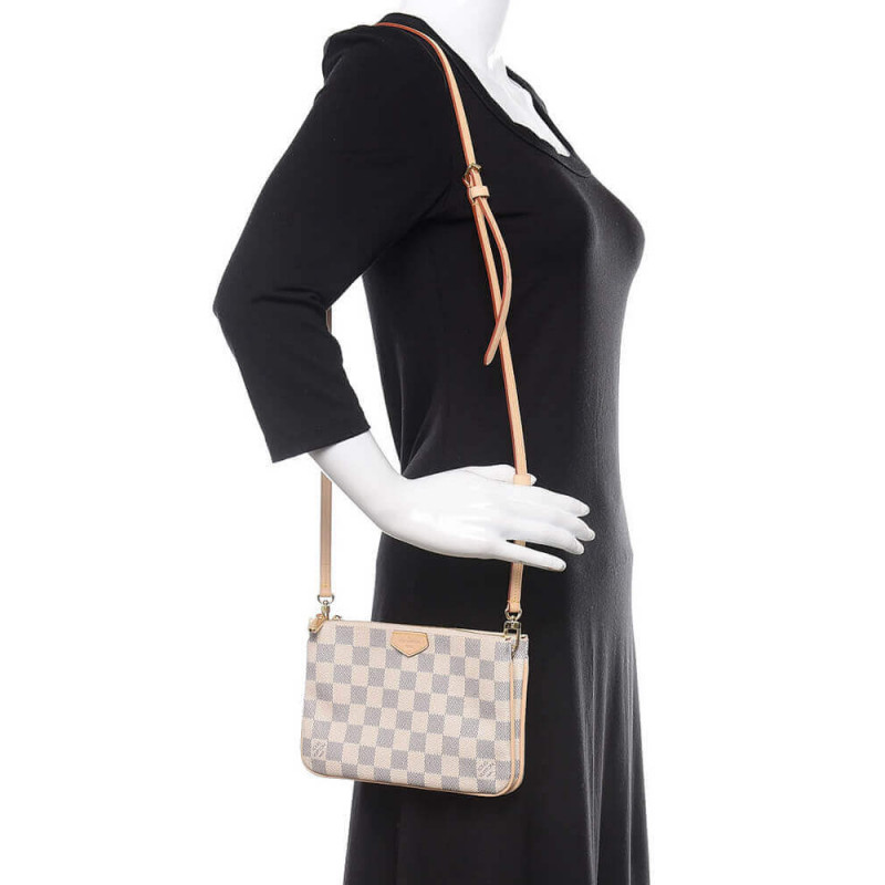 Wholesale Luxury Louis Vuitton Damier Azur Double Zip Pochette N60460 - Image 2