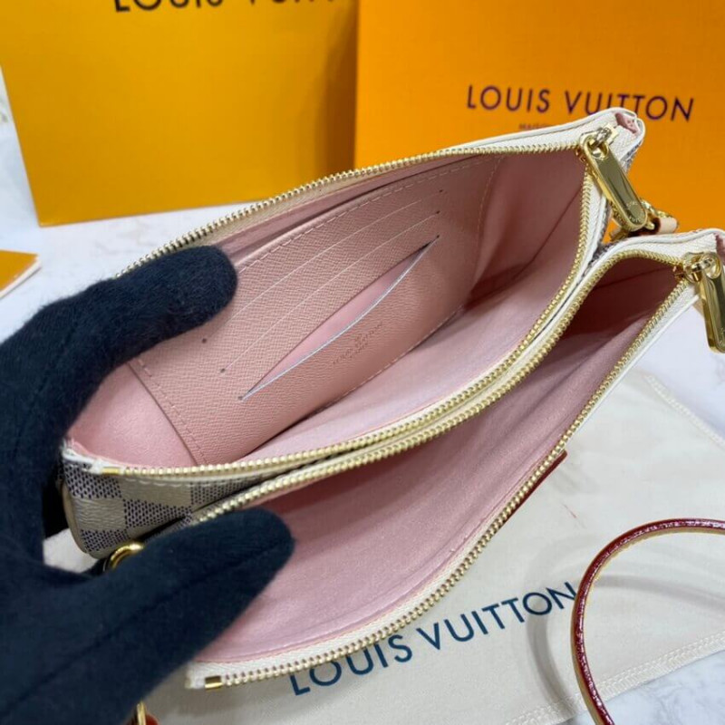 Wholesale Luxury Louis Vuitton Damier Azur Double Zip Pochette N60460 - Image 13