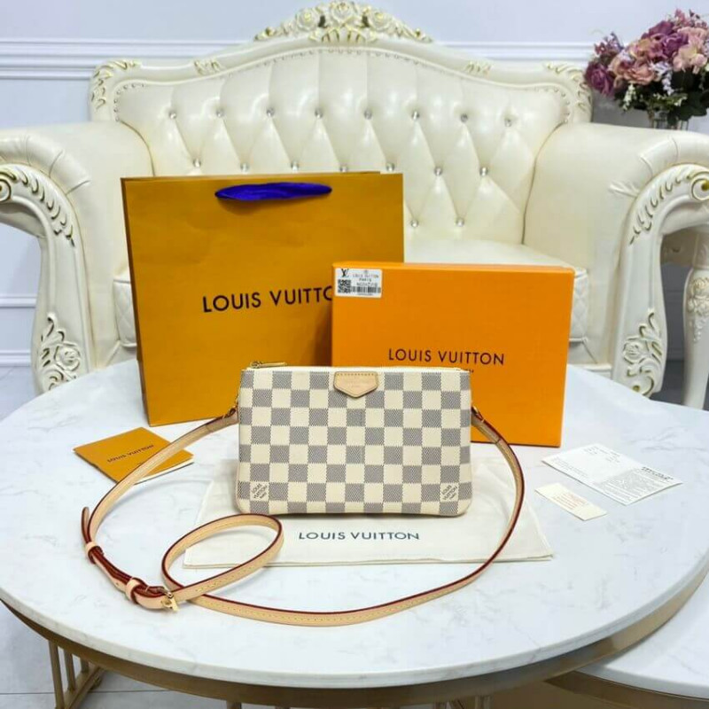 Wholesale Luxury Louis Vuitton Damier Azur Double Zip Pochette N60460 - Image 4
