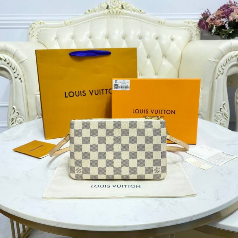Wholesale Luxury Louis Vuitton Damier Azur Double Zip Pochette N60460 - Image 6