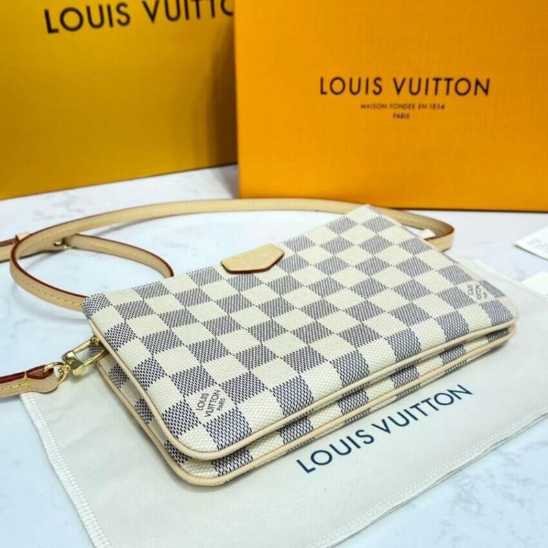 Wholesale Luxury Louis Vuitton Damier Azur Double Zip Pochette N60460 - Image 7