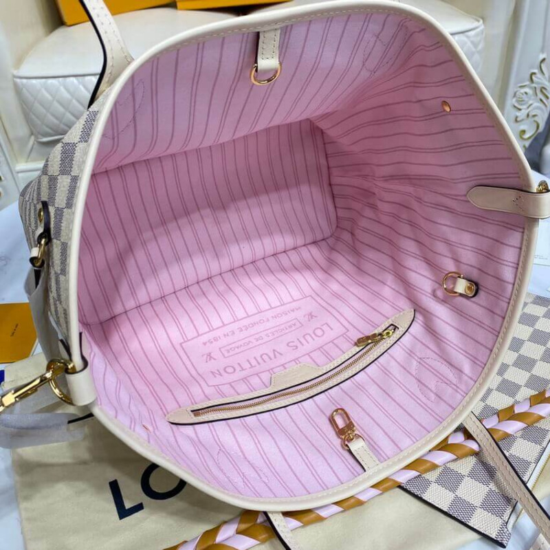 Wholesale Luxury Louis Vuitton Damier Azur Neverfull Mm N45295 Pink - Image 12