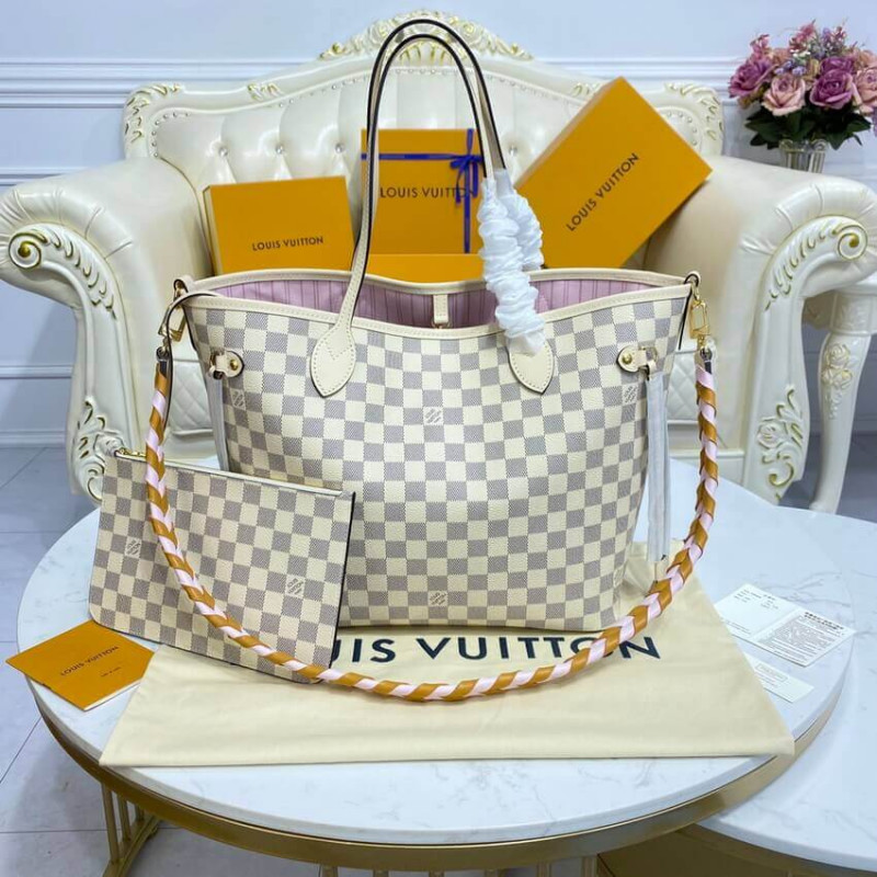 Wholesale Luxury Louis Vuitton Damier Azur Neverfull Mm N45295 Pink - Image 3