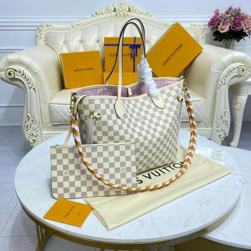 Wholesale Luxury Louis Vuitton Damier Azur Neverfull Mm N45295 Pink - Image 4