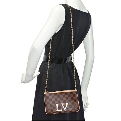 Alternative view of Wholesale Luxury Louis Vuitton Damier Ebene Double Zip Pochette N60254