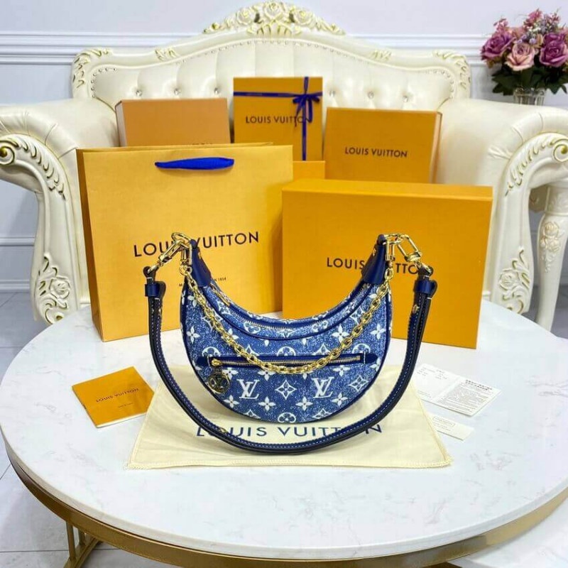 Wholesale Luxury Louis Vuitton Monogram Denim Loop Bag M81166 Blue - Image 7