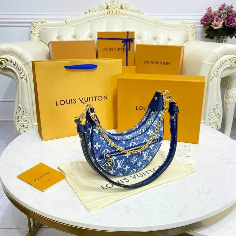 Wholesale Luxury Louis Vuitton Monogram Denim Loop Bag M81166 Blue - Image 8