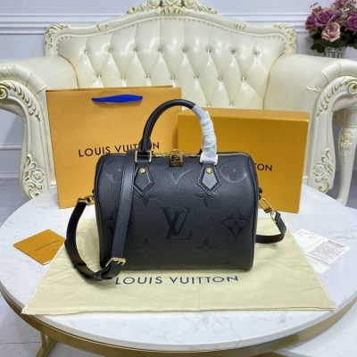 Wholesale Luxury Louis Vuitton Monogram Empreinte Speedy Bandouliere 25 Black