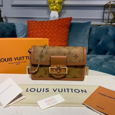Wholesale Luxury Louis Vuitton Monogram Reverse Canvas Dauphine Chain Wallet M68746