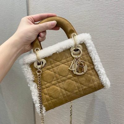 Alternative view of Wholesale Luxury Mini Lady Dior Bag In Camel-Colored Shearling M0505