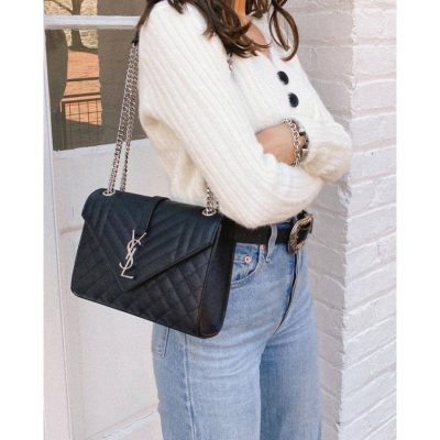 Alternative view of Wholesale Luxury Saint Laurent Grain Leather Envelope Medium Bag 487206 Black