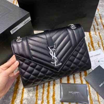 Wholesale Luxury Saint Laurent Grain Leather Envelope Medium Bag 487206 Black