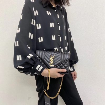 Alternative view of Wholesale Luxury Saint Laurent Grain Leather Envelope Small Bag 526286 Black